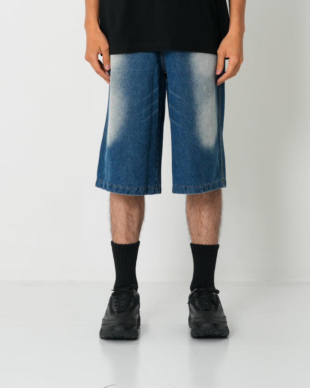 Washed Denim Shorts