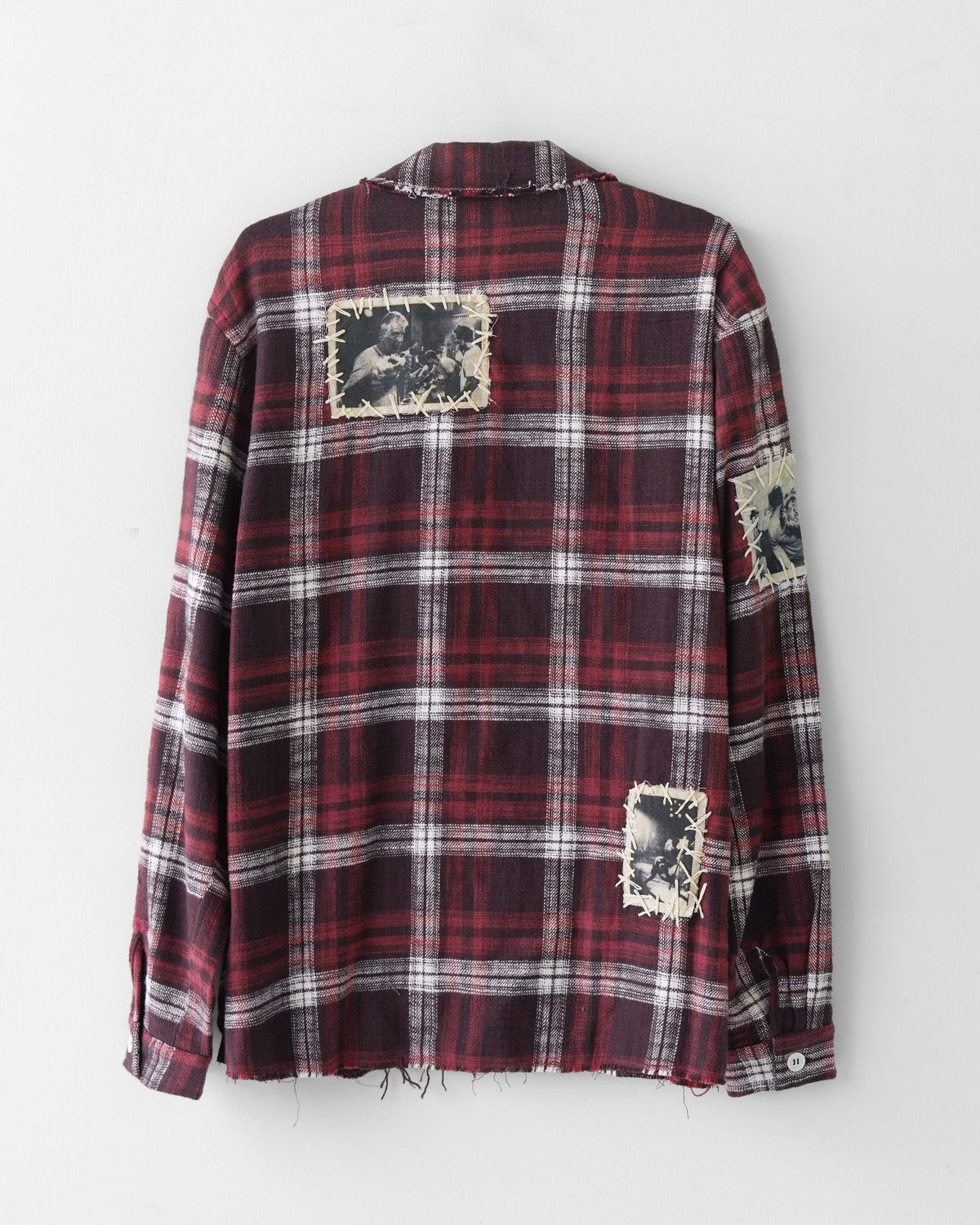 Distressed Handmade Patchwork Check Shirt RED