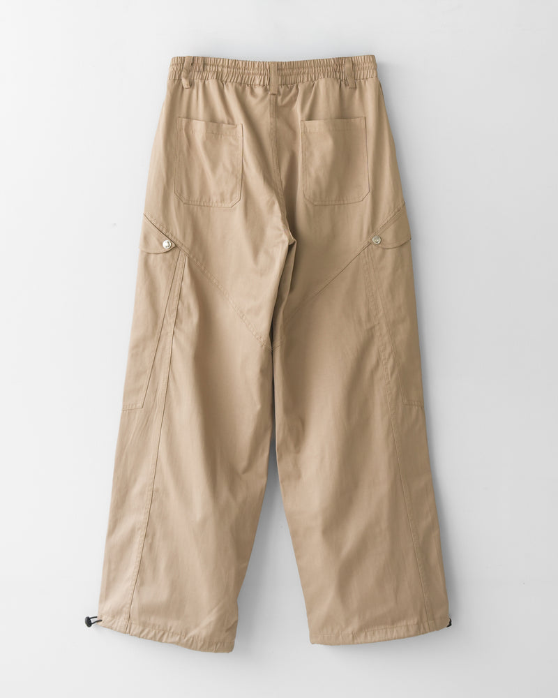 Skeleton Twill Drawstring Adjustable Cargo Pants KHK