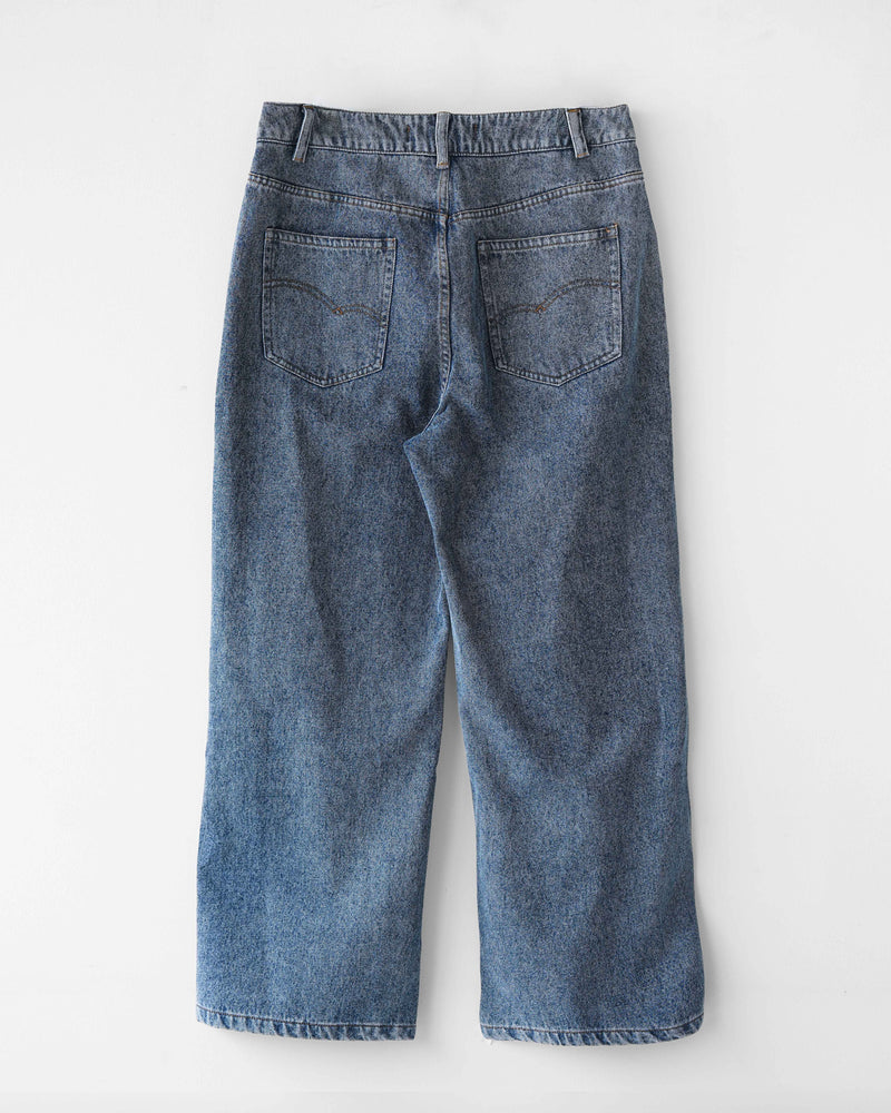 Washed Distressed Panelled Denim Jeans NVY