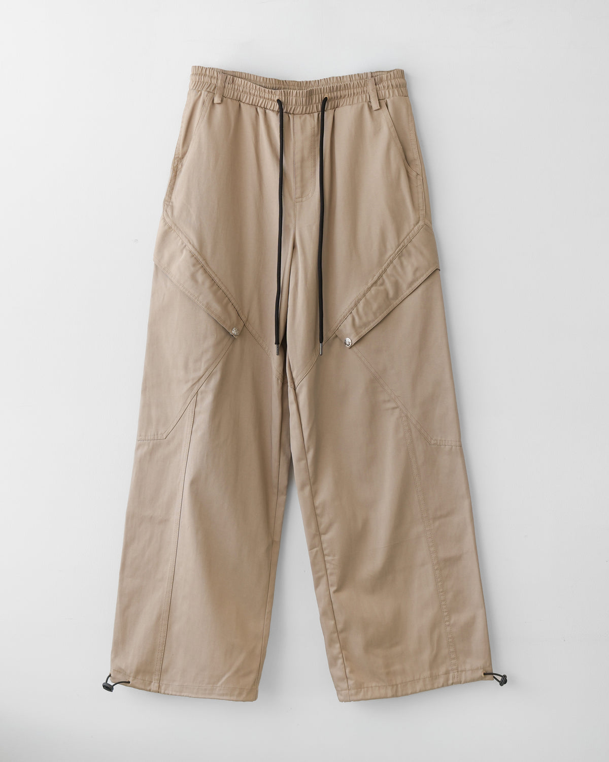 Skeleton Twill Drawstring Adjustable Cargo Pants KHK