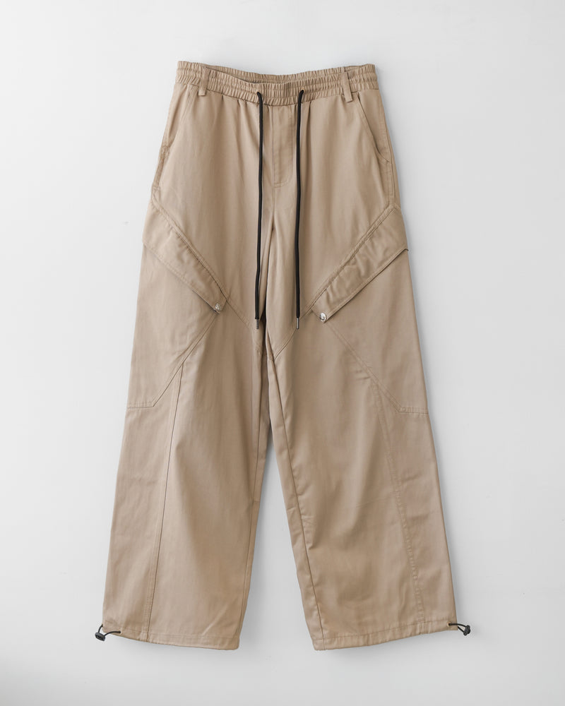 Skeleton Twill Drawstring Adjustable Cargo Pants KHK