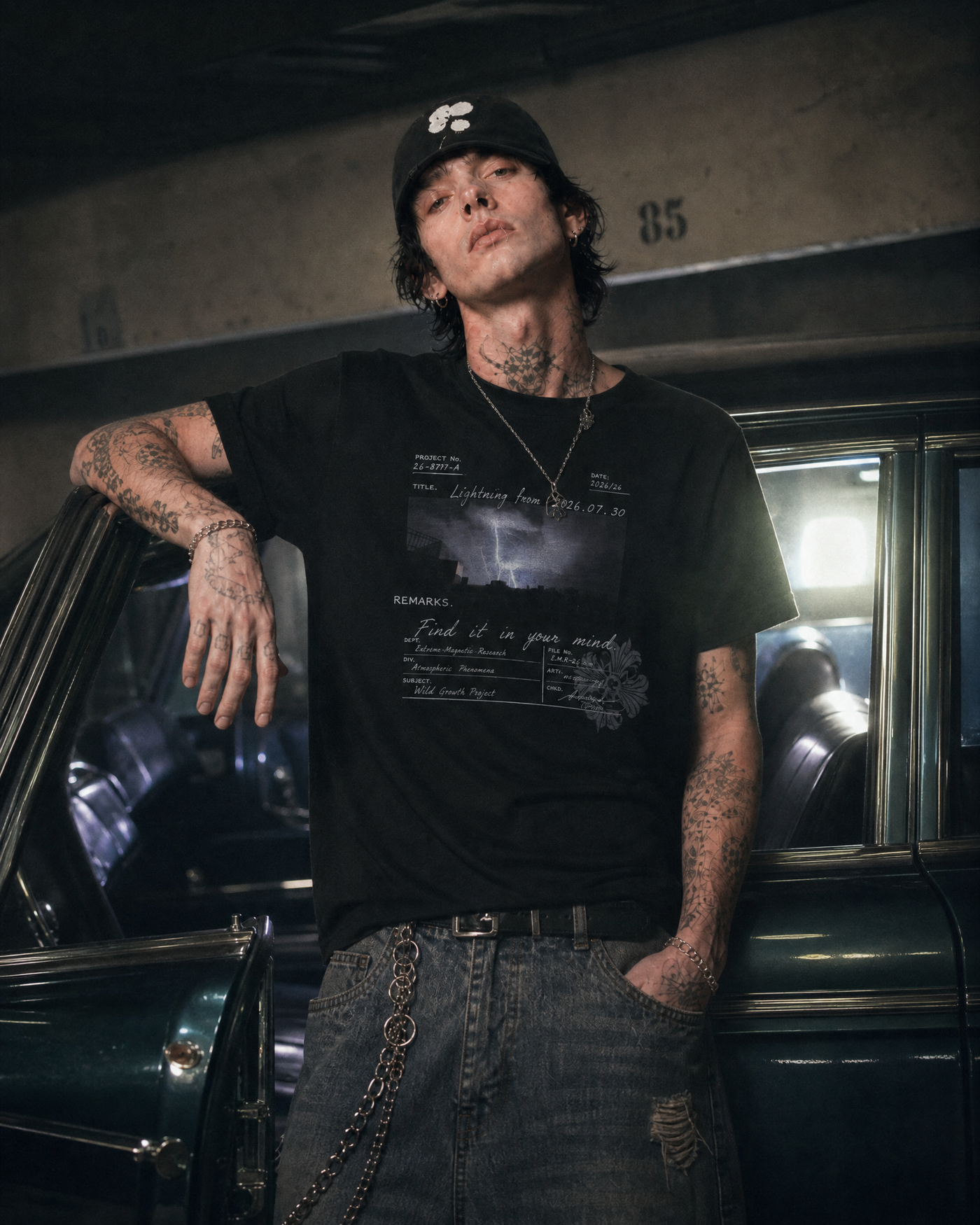 Distressed “Lightning” Graphic Tee